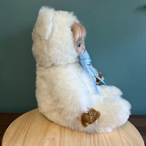 Vintage Porcelain Doll Baby Cuddle Kins From Cuddleville Crying over Bear 1991 - Picture 4 of 10